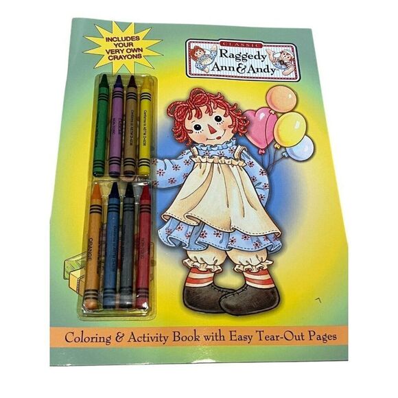 Raggedy Ann & Andy Activity Fun Coloring Books Crayons Paints Gift Box Set of 6 - Picture 5 of 8